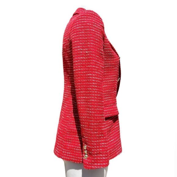 ZARA RED Texture Double Breast Blazer Size Small - Picture 5 of 14